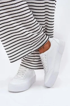 Big Star Shoes Buty Sportowe Big Star|Sneakersy Damskie*Niskie Sneakersy Z Eko Skóry Big Star RR274303 Białe