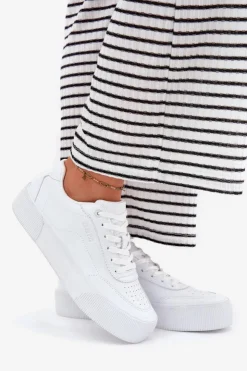 Big Star Shoes Buty Sportowe Big Star|Sneakersy Damskie*Niskie Sneakersy Z Eko Skóry Big Star RR274303 Białe