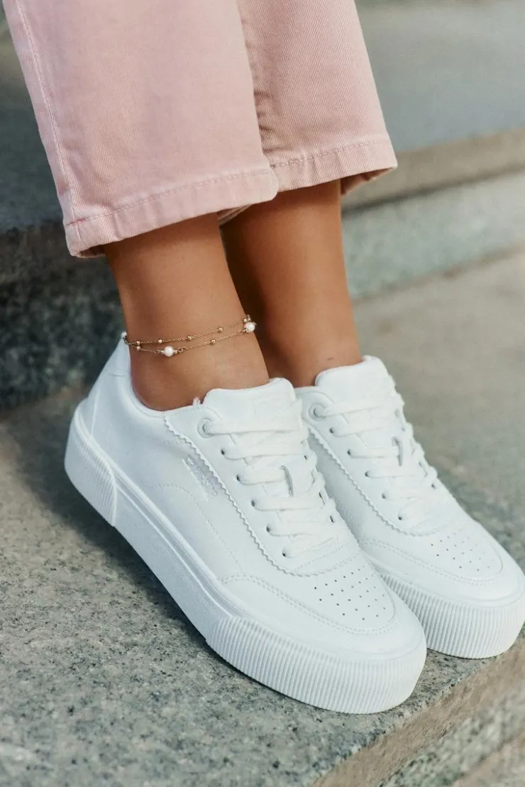 Big Star Shoes Buty Sportowe Big Star|Sneakersy Damskie*Niskie Sneakersy Z Eko Skóry Big Star RR274303 Białe