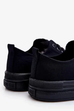 Damskie Big Star Shoes Niskie Sznurowane Tenisówki Big Star LL274967 Czarne