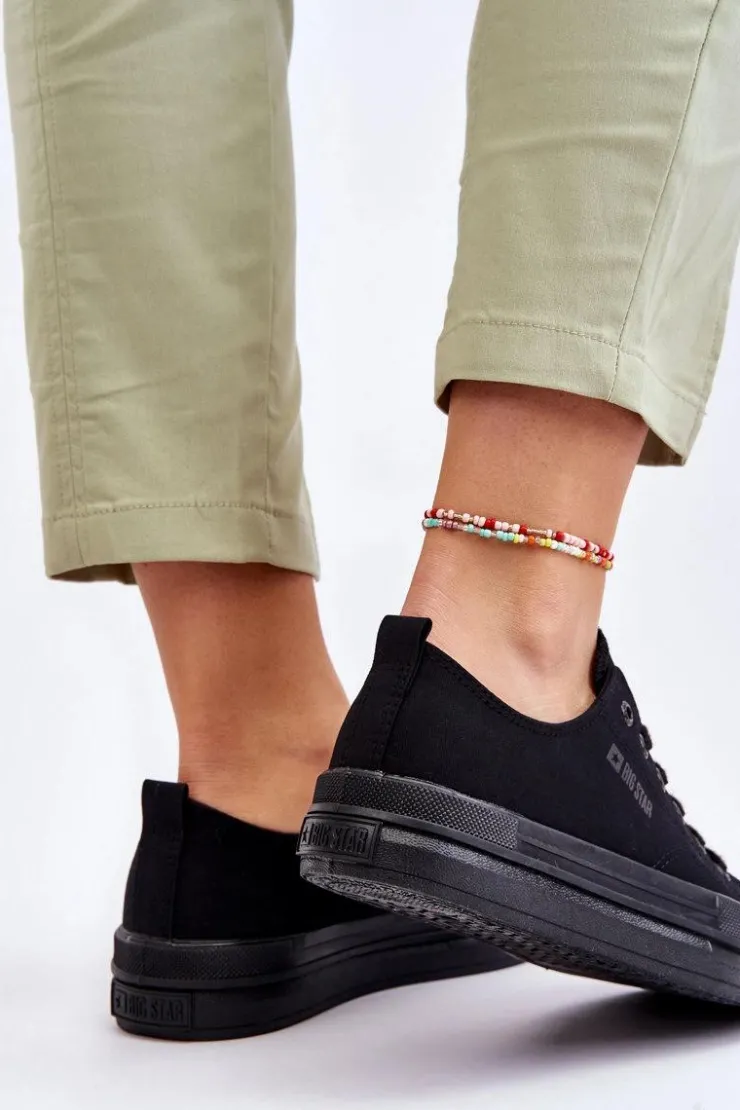 Damskie Big Star Shoes Niskie Sznurowane Tenisówki Big Star LL274967 Czarne