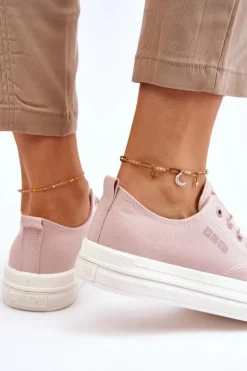 Discount Big Star Shoes Niskie Sznurowane Tenisówki Big Star LL274970 Nude Różowy