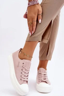 Discount Big Star Shoes Niskie Sznurowane Tenisówki Big Star LL274970 Nude Różowy