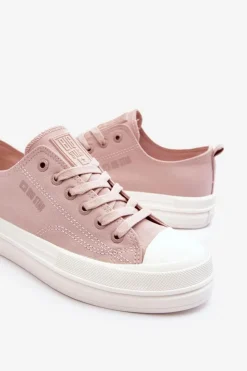 Discount Big Star Shoes Niskie Sznurowane Tenisówki Big Star LL274970 Nude Różowy