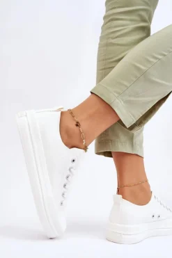 Best Big Star Shoes Niskie Sznurowane Tenisówki Big Star LL274968 Białe Biały