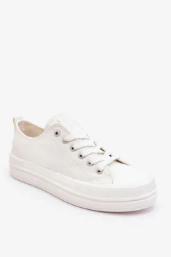 Best Big Star Shoes Niskie Sznurowane Tenisówki Big Star LL274968 Białe Biały