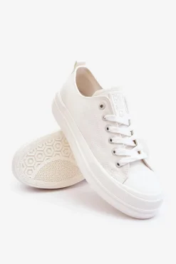 Best Big Star Shoes Niskie Sznurowane Tenisówki Big Star LL274968 Białe Biały