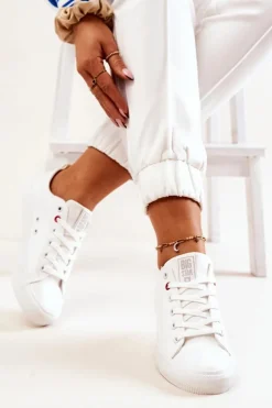 Big Star Shoes Trampki Damskie Big Star|Trampki Damskie Niskie*Niskie Tenisówki Big Star JJ274001 Białe Biały