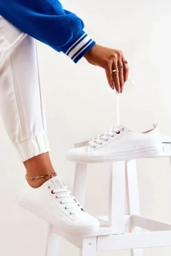 Big Star Shoes Trampki Damskie Big Star|Trampki Damskie Niskie*Niskie Tenisówki Big Star JJ274001 Białe Biały