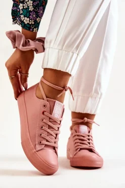 Damskie Big Star Shoes Niskie Tenisówki Big Star JJ274005 Ciemnoróżowe