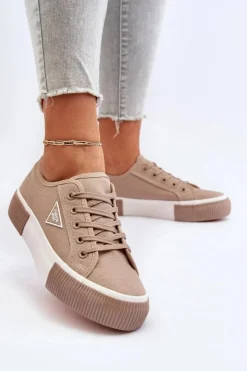 Damskie Boto Niskie Trampki Damskie Beżowe Enalae