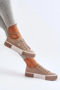Damskie Boto Niskie Trampki Damskie Beżowe Enalae