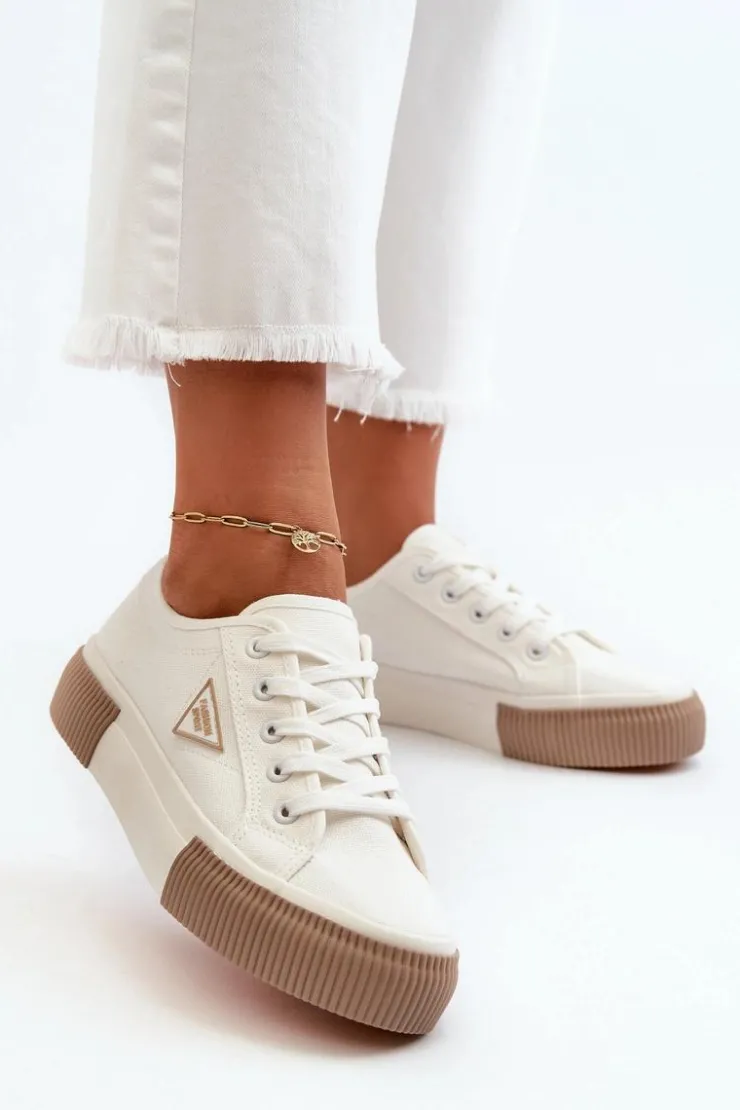 Clearance Boto Niskie Trampki Damskie Białe Enalae