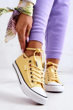 Damskie Big Star Shoes Niskie Trampki Damskie Big Star JJ274A002 Żółte