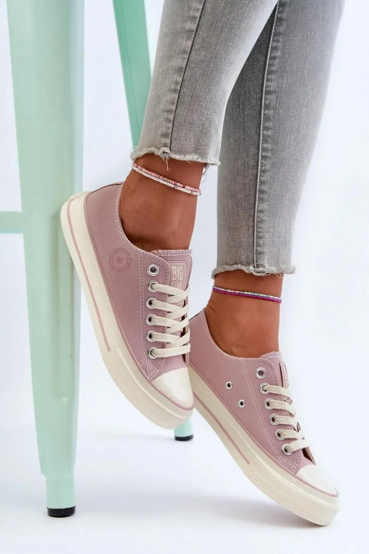 Big Star Shoes Trampki Damskie Big Star|Trampki Damskie Niskie*Niskie Trampki Damskie Big Star NN274270 Różowe Różowy