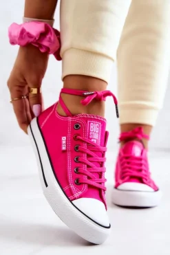Big Star Shoes Trampki Damskie Big Star|Trampki Damskie Niskie*Niskie Trampki Damskie Big Star JJ274A005 Fuksja