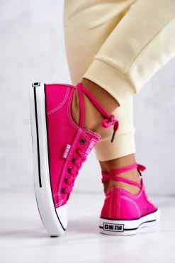 Big Star Shoes Trampki Damskie Big Star|Trampki Damskie Niskie*Niskie Trampki Damskie Big Star JJ274A005 Fuksja