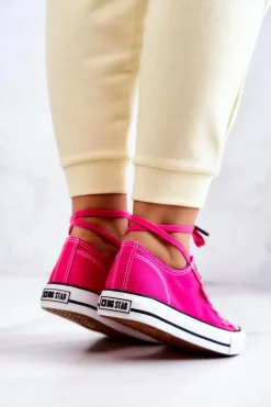 Big Star Shoes Trampki Damskie Big Star|Trampki Damskie Niskie*Niskie Trampki Damskie Big Star JJ274A005 Fuksja