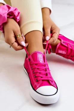 Big Star Shoes Trampki Damskie Big Star|Trampki Damskie Niskie*Niskie Trampki Damskie Big Star JJ274A005 Fuksja