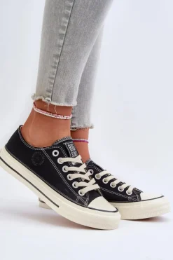 Clearance Big Star Shoes Niskie Trampki Damskie Big Star NN274269 Czarne Czarny