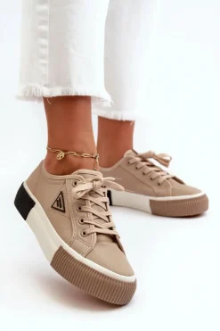 Boto Trampki Damskie Niskie*Niskie Trampki Damskie Brązowe Enalae