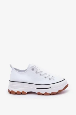 Evento Trampki Damskie Niskie*Niskie Trampki Damskie Na Platformie Białe Aradwin Biały