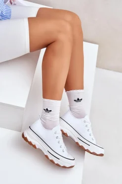 Evento Trampki Damskie Niskie*Niskie Trampki Damskie Na Platformie Białe Aradwin Biały