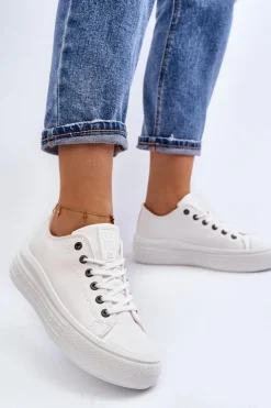 Big Star Shoes Trampki Damskie Big Star|Trampki Damskie Wysokie*Niskie Trampki Damskie Ocieplane Białe Big Star MM274029