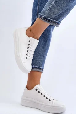 Big Star Shoes Trampki Damskie Big Star|Trampki Damskie Wysokie*Niskie Trampki Damskie Ocieplane Białe Big Star MM274029