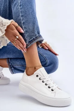 Big Star Shoes Trampki Damskie Big Star|Trampki Damskie Wysokie*Niskie Trampki Damskie Ocieplane Białe Big Star MM274029