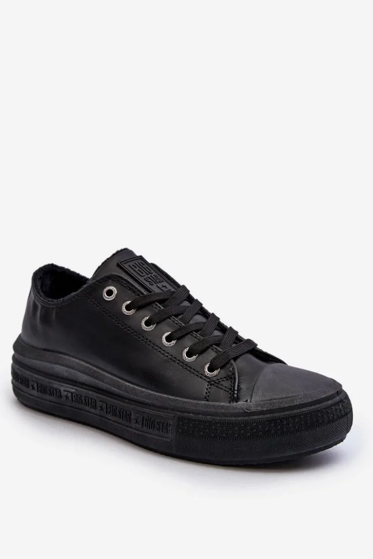 Discount Big Star Shoes Niskie Trampki Damskie Ocieplane Czarne Big Star MM274031