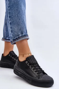 Discount Big Star Shoes Niskie Trampki Damskie Ocieplane Czarne Big Star MM274031