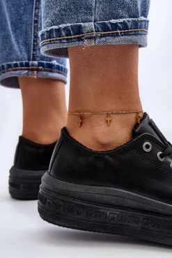 Discount Big Star Shoes Niskie Trampki Damskie Ocieplane Czarne Big Star MM274031