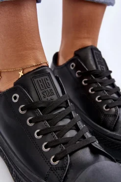 Discount Big Star Shoes Niskie Trampki Damskie Ocieplane Czarne Big Star MM274031