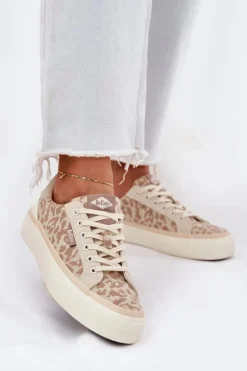 Damskie Lee Cooper Niskie Trampki Damskie Panterka LCW-25-02-3330L Beżowe