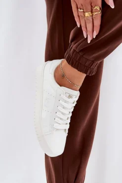 New Big Star Shoes Niskie Trampki Damskie Z Eko Skóry Big Star NN274577 Białe Biały