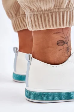 Boto Trampki Damskie Niskie*Niskie Trampki Damskie Z Dżetami Biało-Niebieskie Demira