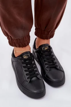 Big Star Shoes Trampki Damskie Big Star|Trampki Damskie Niskie*Niskie Trampki Damskie Z Eko Skóry Big Star NN274576 Czarne Czarny