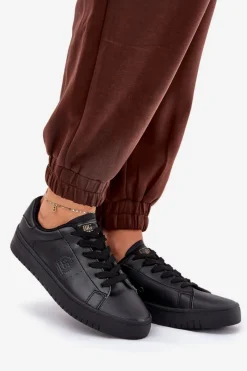 Big Star Shoes Trampki Damskie Big Star|Trampki Damskie Niskie*Niskie Trampki Damskie Z Eko Skóry Big Star NN274576 Czarne Czarny