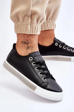 Damskie Boto Niskie Trampki Damskie Z Dżetami Czarno-Białe Demira