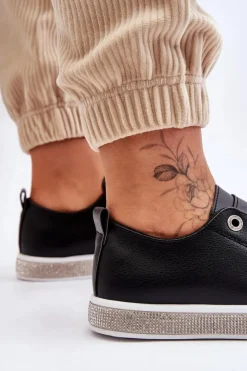 Damskie Boto Niskie Trampki Damskie Z Dżetami Czarno-Białe Demira