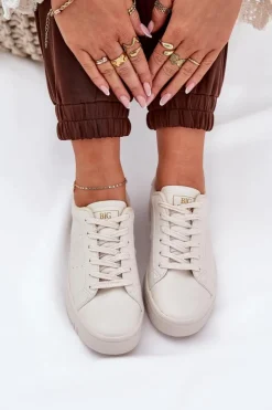 Damskie Big Star Shoes Niskie Trampki Damskie Z Eko Skóry Big Star NN274578 Beżowe