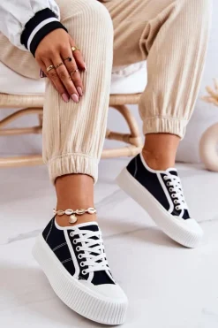 Clearance Boto Niskie Trampki Na Platformie Czarne Mischa