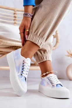 Damskie Boto Niskie Trampki Na Platformie Niebiesko-Różowe Mischa