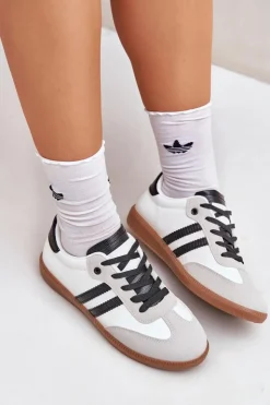 Sale Boto Niskie Trampki Tenisówki Damskie Biało-Czarne Loredis