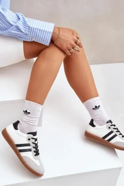 Sale Boto Niskie Trampki Tenisówki Damskie Biało-Czarne Loredis