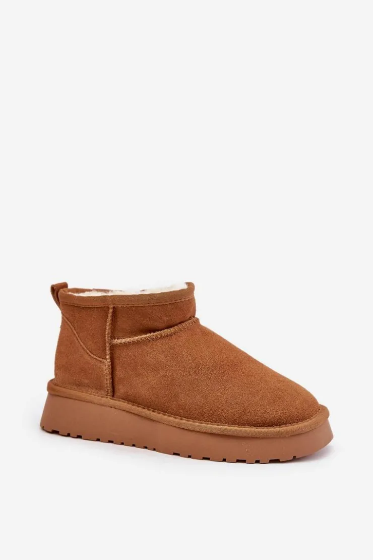 Outlet Buty damskie Vinceza Niskie Zamszowe Śniegowce Skóra Naturalna Vinceza 97950 Camel