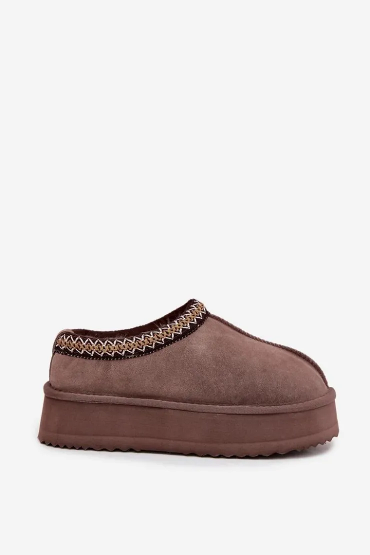 Damskie Buty damskie Vinceza Niskie Zamszowe Śniegowce Damskie Z Haftem Na Platformie Vinceza 97960 Brązowe