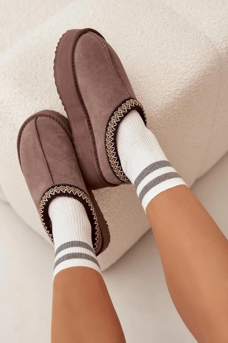 Damskie Buty damskie Vinceza Niskie Zamszowe Śniegowce Damskie Z Haftem Na Platformie Vinceza 97960 Brązowe