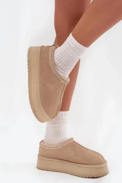 Hot Buty damskie Vinceza Niskie Zamszowe Śniegowce Damskie Z Haftem Na Platformie Vinceza 97960 Beżowe